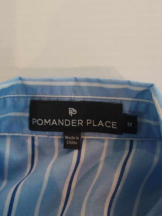 Tuckernuck Pomander Place Blue Stripe Tiered Cara Shirt Dress Size Medium - Picture 11 of 11